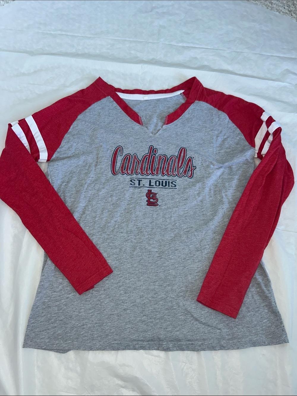 MLB Women’s Distressed St. Louis Cardinals Long Sleeved Jersey Tee